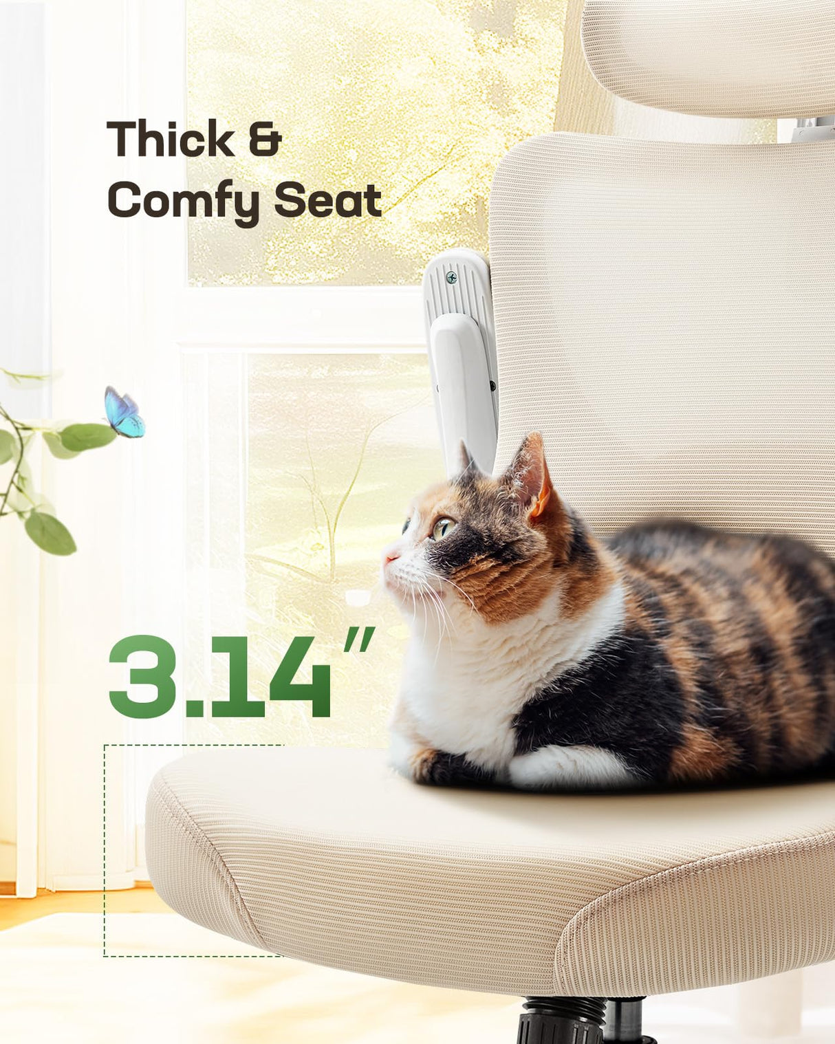 Marsail Ergonomic Office Chair: Office Computer Desk Chair with High Back Mesh and Adjustable Lumbar Support Rolling Work Swivel Task Chairs with Wheel 3D Armrests and Headrest (White) Marsail