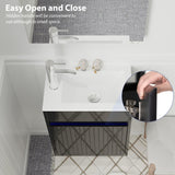 eclife 16" Small Bathroom Vanity Sink Combo, Modern Painted Wall Mounted Floating Cabinet W/Decoration Lines, Resin Basin Sink Top, Chrome Water Save Faucet & Pop Up Drain (Piano Black) eclife
