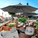 Yaheetech 10FT Patio Offset Umbrella - Cantilever Hanging Outdoor Umbrellas w/UV Protection & 8 Ribs & Handy Crank & Cross Base for Market/Garden/Lawn/Deck/Backyard/Pool - Gray Yaheetech