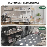 Jocoevol Metal Bunk Bed Twin Over Full, Industrial Bunkbeds Heavy Duty Bed with Safety Guard Rails and Space-Saving Design, Steel Bed for School, Bedroom (White) Jocoevol