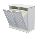 eHemco Dual Hamper Tilt Out Laundry Sorter with 2 Removable Compartment Cotton Bags, White eHemco