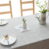 Oubonun Cotton Linen Rectangular Table Cloth, Wrinkle Resistant, Waterproof Tablecloth, Washable Farmhouse Table Cover with Tassels for Kitchen Dining Party, 55''x70'', 4-6 Seats, Grey Oubonun