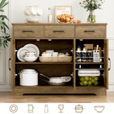 HOSTACK Modern Farmhouse Buffet Sideboard Cabinet, Barn Doors Storage Cabinet with Drawers and Shelves, Wood Coffee Bar Cabinet with Storage for Dining Room, Kitchen, Living Room, Rustic Brown HOSTACK