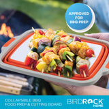 BIRDROCK HOME Collapsible Large BBQ Prep Tub w/Cutting Board, Multi-Function Grill Caddy w/Colander & Lid, Portable Silicone Dish Bowl for Picnic, Tailgate, Camping - Orange BIRDROCK HOME