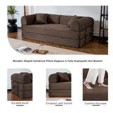 NNQ Compressed Sofa - Convertible Sofa Bed, Corduroy Compression Boneless Couch in a Box, Comfy Modular Foldable Floor Sleeper Sofa for Bedroom, Living Room (Corduroy Fabric, Brown) NNQ