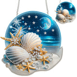 Zariocy Hanging Diamond Art Ornament Shells Kits for Adults – Special Crystal Double Sided Pendant, DIY Seaside Scenery Diamond Painting Acrylic Board Window Pendants Home Wall Hanging Decor 8x8 inch Zariocy