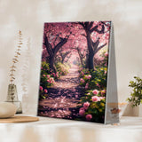 JOOZ Paint by Numbers Kit for Adults Landscape Paint by Number with Frame DIY Cherry Blossom Paint by Number with Easel Flowers Paint by Numbers Kit on Canvas for Gift Home Wall Decor 7.87x11.81 Inch JOOZ