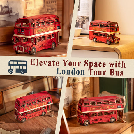 ROBOTIME 3D Puzzles for Adults Wooden Craft London Tour Bus DIY Model Kit to Build Educational Brain Teaser Toy for Kids Craft Decor Gift ROBOTIME