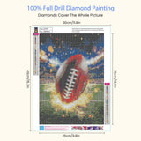 Miwixy Rugby Football Diamond Art Painting Kits for Adults,Super Football Diamond Painting,5D Full Drill Round Sports Diamond Art Dots Canvas for Beginners Home Wall Decor 12 x 16 Inch Miwixy