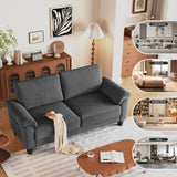 70" Sofa Living Room Couch, Velvet Deep Couches for Small Spaces, Mid Century Modern Loveseat with Storage Bag, Bedroom, Apartment, Office, Removable Sofa Cover Spring Cushions, Fast Assembly, Grey Vesgantti