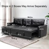 Naomi Home Transform Any Space: Sleeper Sectional Sofa with Convertible Sofa Bed & Inviting Chaise. Find Tranquil Comfort with Stress-Relieving Design & Durable Cushions - Black/Air Leather Naomi Home