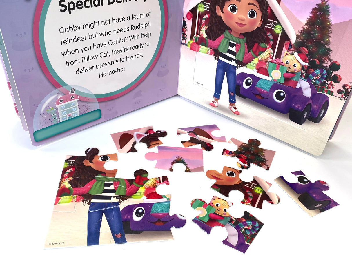 Gabby's Dollhouse Christmas My First Puzzle Book - Jigsaw Puzzles for kids, 10-page board book, 5 puzzles to enjoy Phidal