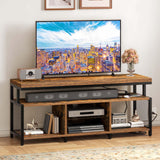 YITAHOME TV Stands for Living Room, Entertainment Center with Storage,TV Stand for 50/48 inch TV, LED TV Stand with Power Outlets, Industrial TV Console Cabinet, Retro Brown YITAHOME