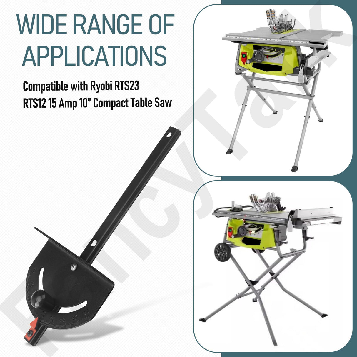 089240035706 Miter Gauge Compatible with Ryobi RTS23, RTS12 15 Amp 10” Compact Table Saw FancyTark