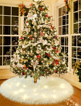 Multiwins 48 Inch Faux Fur Christmas Tree Skirt, Fluffy Plush Skirt for Christmas Tree, White Christmas Tree Rug Skirt Perfect for Christmas Party Decorations multiwins