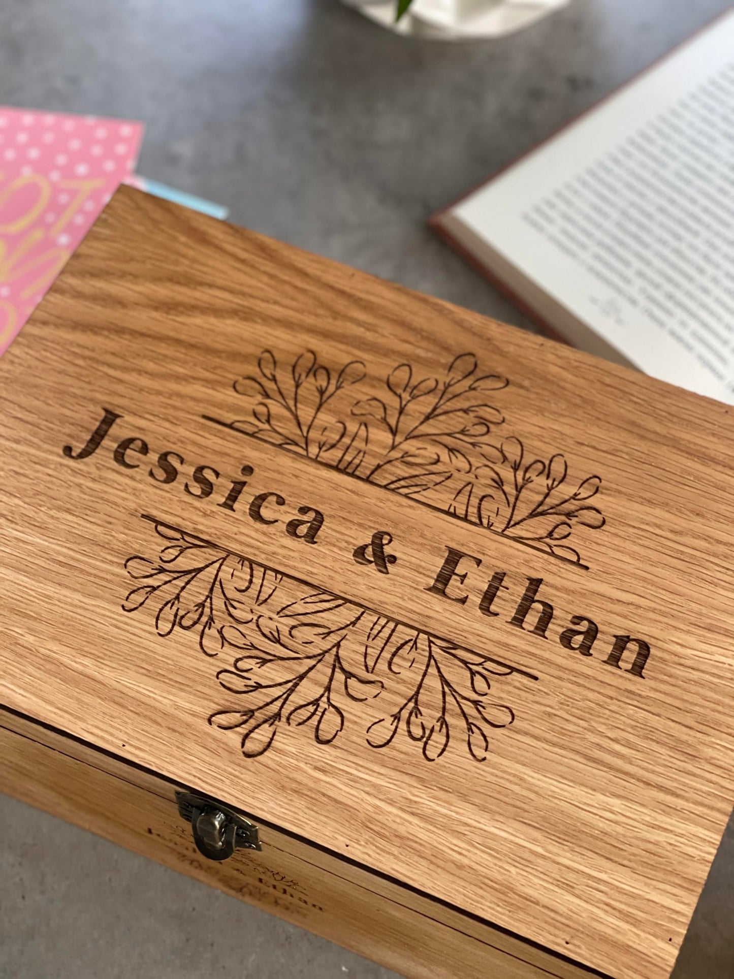 Personalized Memory, Wooden, Wedding Keepsake box - Christmas Couple Love Gift for Him, Brother, Boyfriend Customized Engraved Lock Wood Box (Oak) - WoodArtSupply