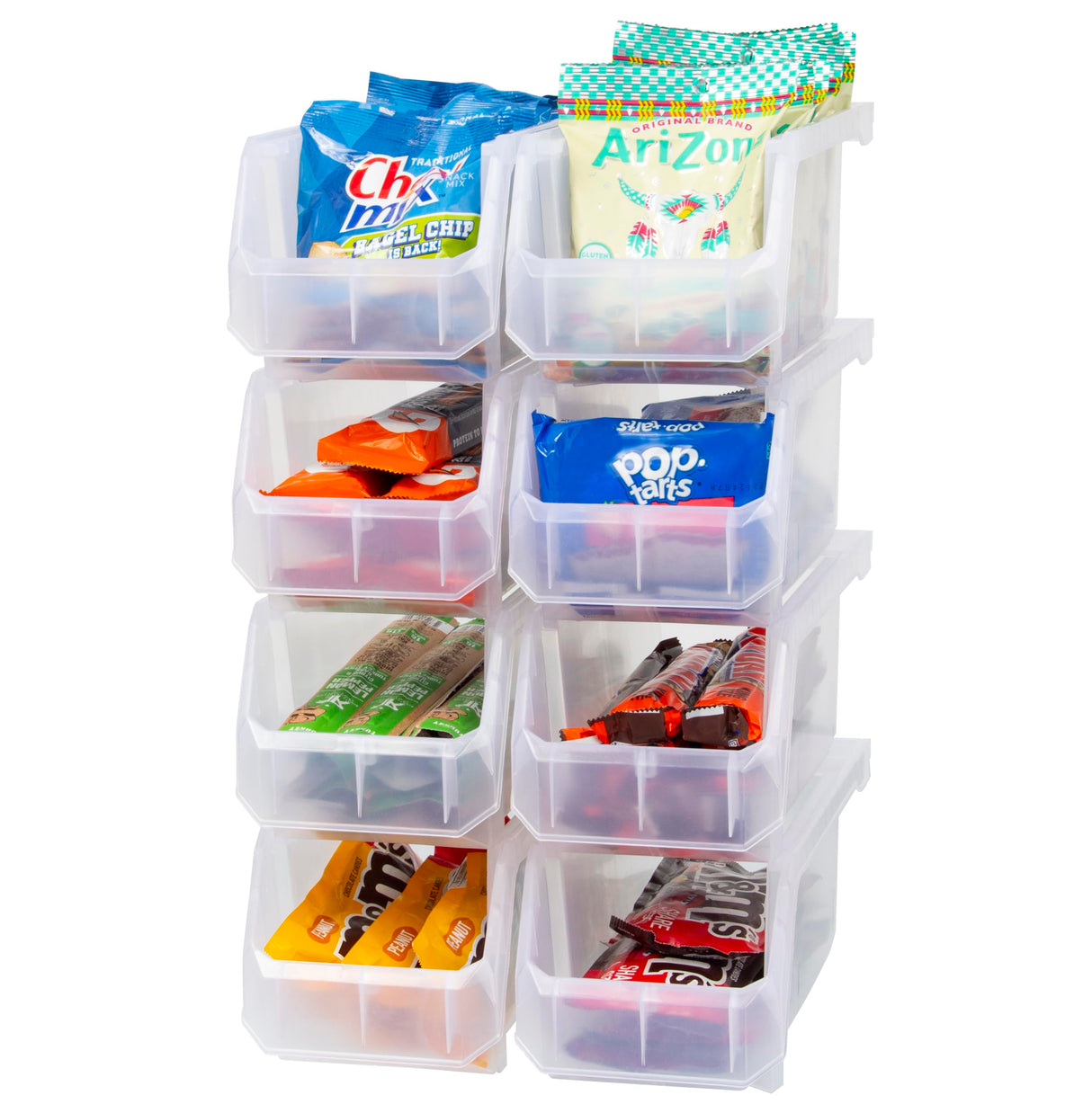 ReadySpace Plastic Containers for Organizing and Storage Bins for Closet, Kitchen, Office, Garage or Pantry Organization, Stackable Bins, Medium (11" x 5" x 5.5"), 8-Pack, Clear ReadySpace