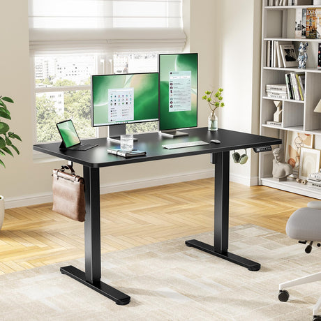 Marsail Electric Standing Desk with One-Piece Desktop,55 x 30 inch Height Adjustable Office Gaming Computer Workstations with Deeper Tabletop,Home Office Stand up with 4 Memory Presets for Bedroom Marsail