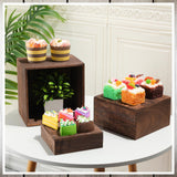 Barydat 6 Pcs Wood Display Risers Rustic Cupcake Stand Food Risers for Buffet Table Wooden Stackable Display Stand Box for Catering Dessert Collectibles Jewelry Figures Show Barydat