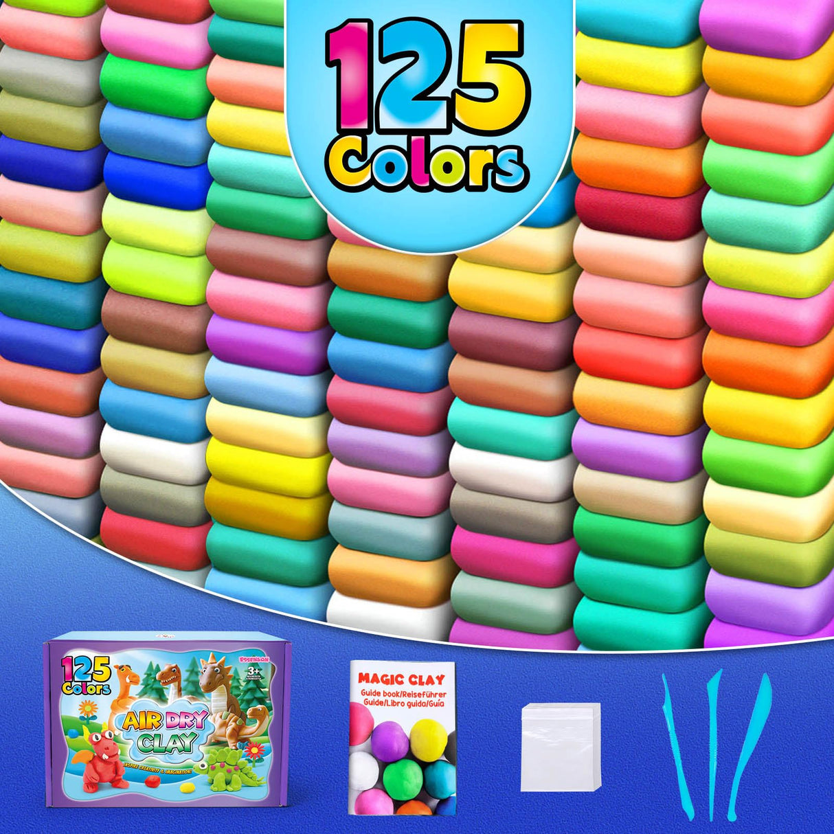 ESSENSON Air Dry Clay 125 Colors, Modeling Clay for Kids, DIY Molding Magic Clay, Gift for Kids ESSENSON