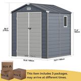 DWVO 6x6FT Outdoor Storage Shed w/o Floor, All-Weather Plastic Shed with Lockable Doors, Window & Vents, Plastic Tool Shed for Backyard, Patio, Poolside, Lawn, Gray DWVO