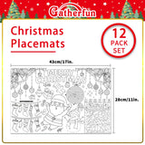 Disposable Santa Place Mats for Kids, 12 Pack - 17'x 11' Paper Table Mat Sheets for Merry Christmas School Party Decorations Gatherfun