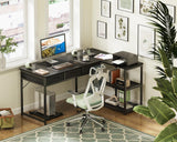 AODK 53 Inch Black L Shaped Computer Desk with Drawers & Power Outlets AODK