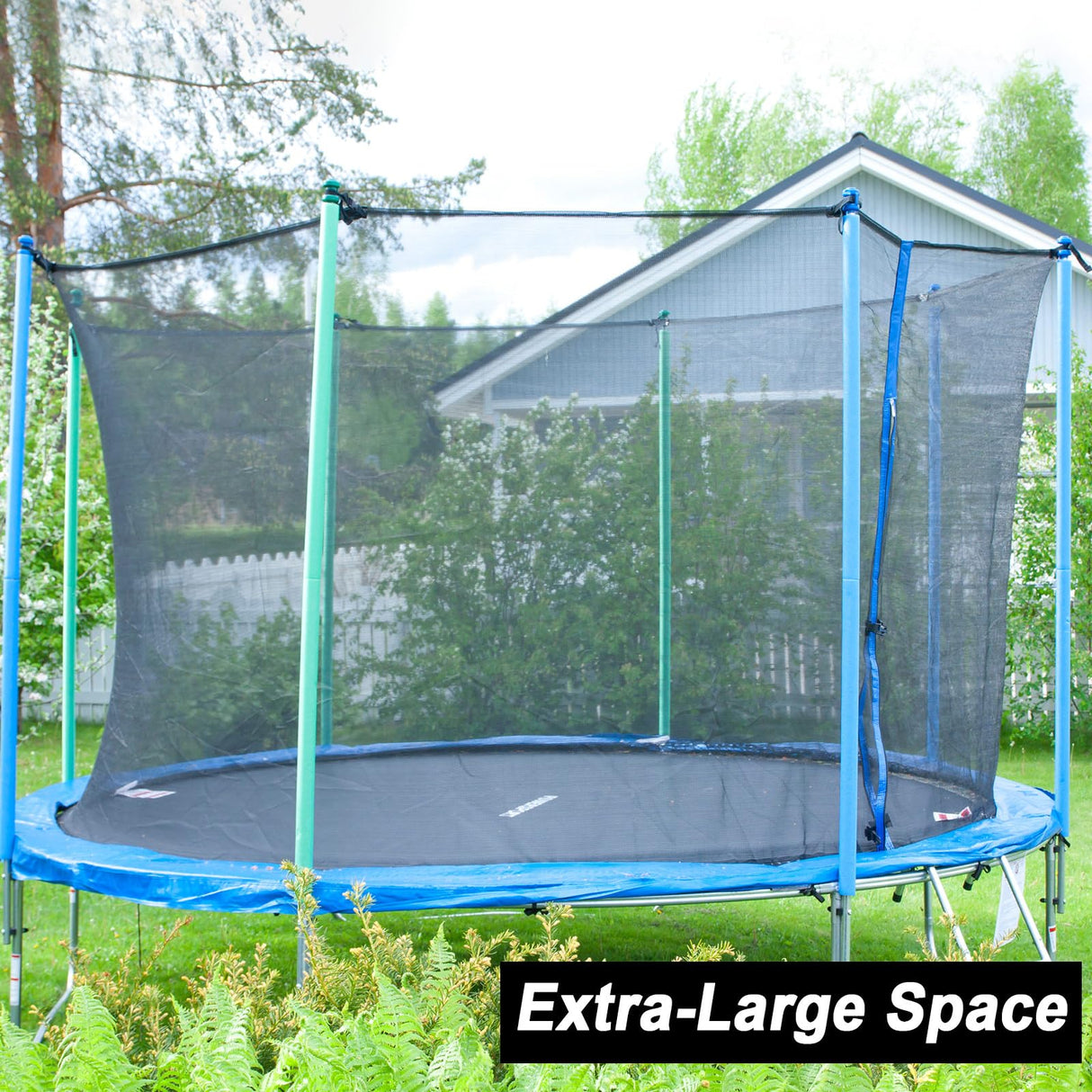 Trampoline Net Replacement Trampoline Safety Round Frame Enclosure Weather Resistant Breathable Net with Double Headed Zippers(6 Straight Poles,16 FT) Jexine