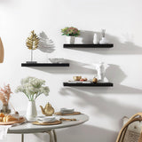 PHPH Wood Floating Shelves for Wall, Wooden Wall Shelves for Bedroom, Set of 6 Black 17 Inch PHPH