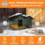 K&H Pet Products Heated Outdoor Cat House Extra-Wide Winter Shelter for Ferals - Cat House for Outdoor Cats, Heated Kitty House for Outside Weatherproof Insulated Protection 26.5" X 21.5" X 15.5" K&H Pet Products