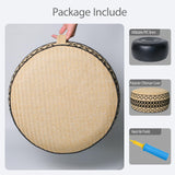 GLADTRAX Outdoor Inflatable Ottoman with Air Pump, Embroidery Patio Footrest Stool D21”x H9”, Round Pouf Ottoman with Portable Handle Suitable for Garden, Camping, Bedroom, Living Room GLADTRAX