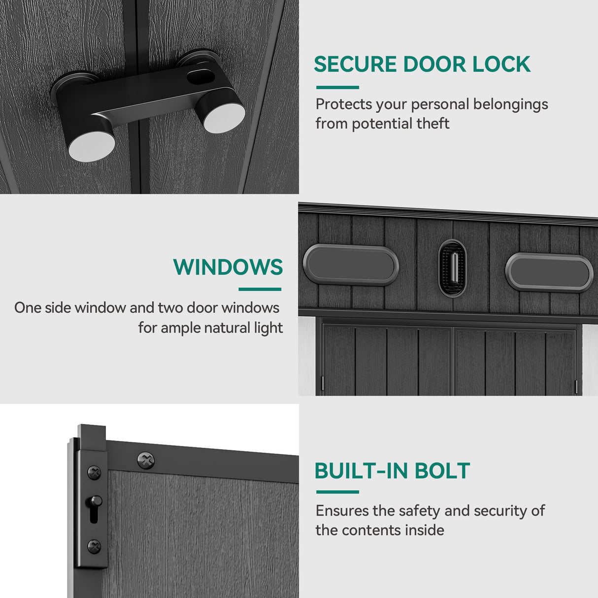 YITAHOME 6x6 ft Outdoor Resin Storage Shed, Waterproof Garden Shed with Windows, Floor, Double Doors, Weather-Resistant Lockable Tool Organizer for Outdoor Tools, Supplies, Bikes, Gray YITAHOME