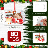 80 Pcs 4.3" x 2.8" Christmas Sublimation Ornament Blanks Double Sided Blank Heat Transfer Pendant Sublimation Christmas Ornaments MDF Board Personalized Sublimation Hanging Ornaments with Rope for DIY Zhehao