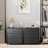 Memobarco Nightstand with 3 Drawers for Bedroom, Storage Dresser with Fabric Drawers and Metal Frame for Closet, Living Room, Bedside Table with Wood Top, Easy Pull Handle, Black Memobarco