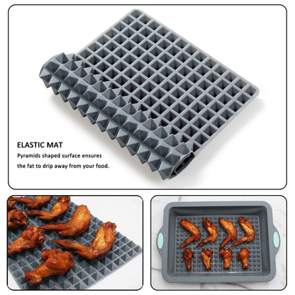 To encounter 8 in 1 Silicone Baking Set - 6 Silicone Molds - 2 Silicone Baking Mat, Nonstick Cookie Sheet, Cake Muffin Bread Pan with Grips and Metal Reinforced Frame More Strength, Light Grey