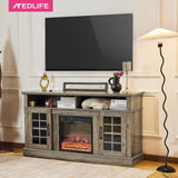 Redlife TV Stand with Fireplace for 65 Inch TV, Fireplace TV Stand, Farmhouse Entertainment Center with Fireplace, Media Console with Fireplace, TV Cabinet with Charging for Living Room (Brown) Redlifeᅟᅠ