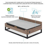 TailZzz Wooden Dog Bed and Dog Couch with Water-Resistant Mattress, Small to Medium Elevated Pet Bed with Calming Mattress, Greenguard Gold Certified, Dog Beds & Furniture, Milo, Walnut TailZzz