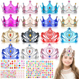 ZYNERY 29 Pcs Birthday Crowns for Kids Fabric Crafts with Stickers Bulk 4-14mm Rhinestones,Princess Tiaras DIY Crown Gifts for Girls Boys Role Rlay ZYNERY