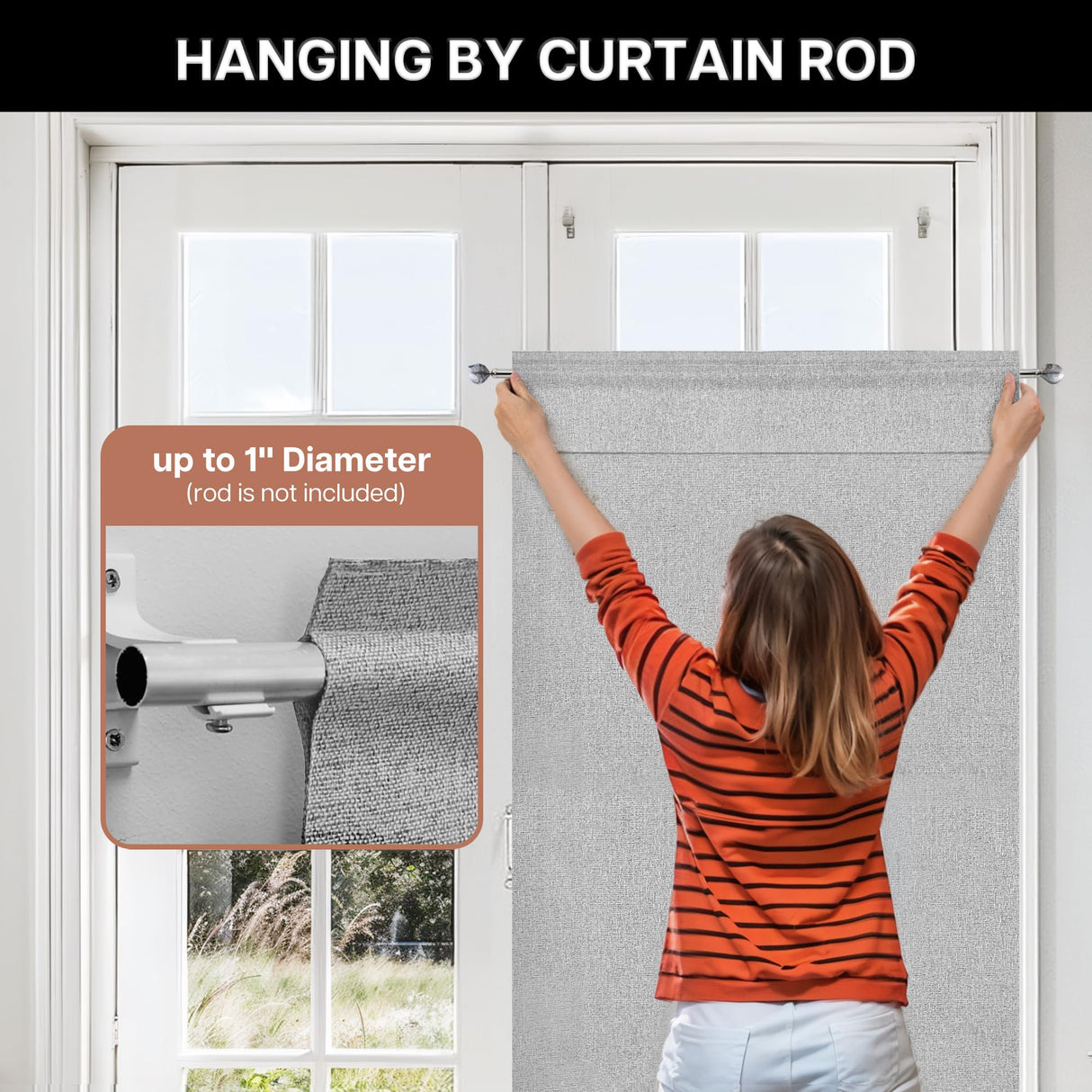 LazBlinds Blackout Roller Shades, No Drill Cordless Blinds for Windows, Roll Up French Door Blinds, Thermal Insulated UV Protection Blinds and Shades for Home and Office (48''W x 72''H, Grey Linen) LazBlinds