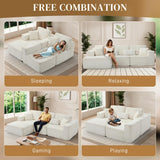 HYJT-H&K Modular Sectional Sofa Cloud Sectional Couch, 107" Comfy Fluffy L Shaped White Couches for Living Room, Deep Seat Memory Foam Plush Corduroy Boneless Couch Sectionals Left Facing Chaise Sofa HYJT-H&K