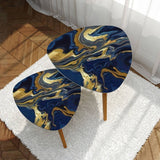DQWIJAKX91 Small Coffee Nesting Table Luxury Blue Marble Gold Abstract Texture Indigo Ocean Blue marbling Modern Minimalist Side Table Triangle End Tea Table Center Table Set of 2Living Room Bedroom DQWIJAKX91