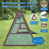 POPUQUEEN Kids Swing Set Outdoor and Slide - Sturdy Solid Wood Swing Frame with Climbing Ladder - Natural POPUQUEEN