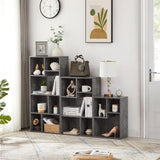 VECELO 5 Cube Modern Bookcases, 3 Tier Bookshelves, 31 Inch High Cubby Storage Organizer, Shelf Hight Up to 12.8 Inches Suit for Most Books, Vertical or Horizontal Use Available,Grey VECELO