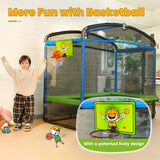 Zupapa 5 in 1 Rectangle Kids Trampoline 6FT with Hammock Chair, Basketball Hoop, and Safety Net - Indoor/Outdoor Heavy-Duty Square Trampoline for Toddlers Ages 3-6, 220LBS Capacity Zupapa