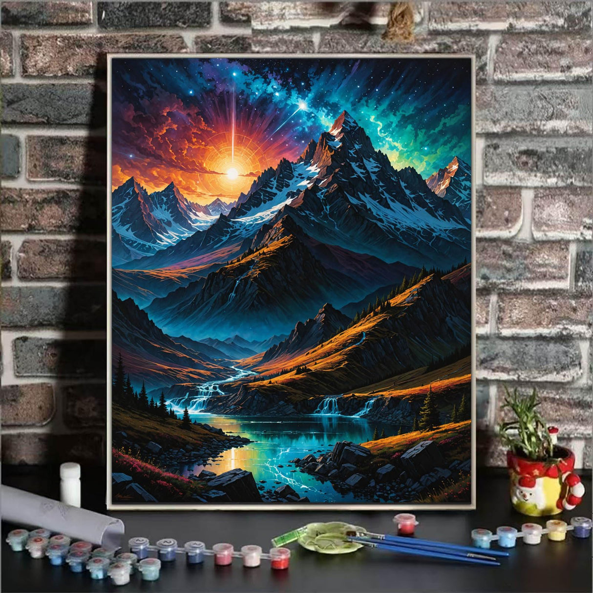 Mountain Paint By Numbers Kit For Adults Beginner Colourful Landscape Paint By Number Kits Acrylic On Canvas Mountains Oil Painting Kit Adults' Paint-By-Number Kits For Gift Home Wall Decor 16x20 Inch ldazao