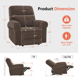 MCombo Power Wall Hugger Recliner Chair for Small Space RV Living Room, USB & USB-C Charging Ports, Modern Rolled Arm Recliner, Fabric PR630 (Dark Brown) MCombo