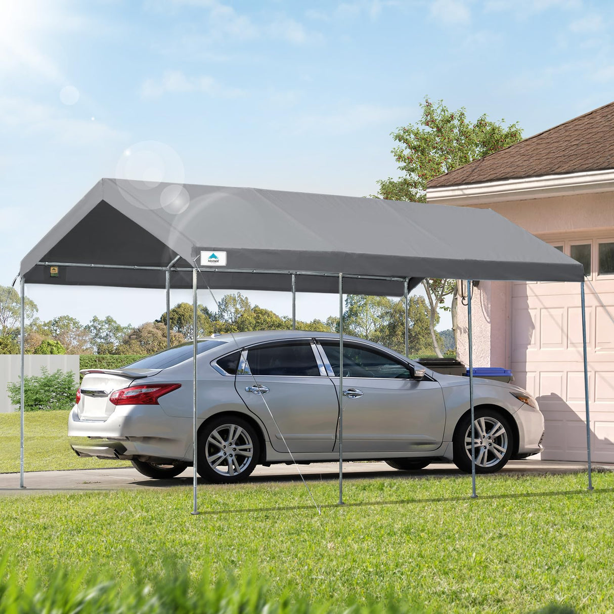 ADVANCE OUTDOOR 10x20 ft Easy-to-install Carport, Save 50% Installation Time, Heavy Duty Car Canopy Garage Boat Shelter Party Tent, Gray ADVANCE OUTDOOR