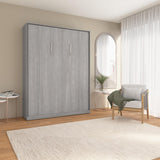 Bestar Claremont Queen Size Murphy Bed in Platinum Gray, Space-Saving Sleeping Arrangement for Multipurpose Area, Bedroom, or Guest Room Bestar