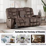 HAOMARKETS Manual Reclining Loveseat Sofa for Living Room, 77" Wide Overstuffed 2-Seater Recliner Couch with Cup Holders & Storage Console, Breathable Fabric, Brown HAOMARKETS