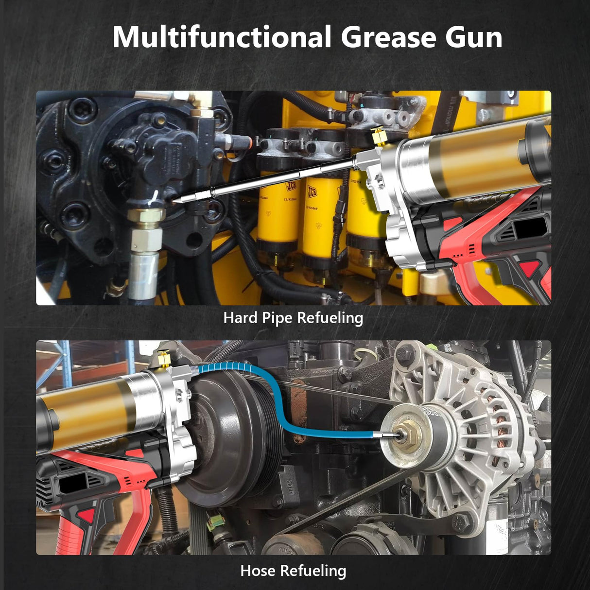 GOYERRNES 21V Cordless Grease Gun,15000 PSI Professional Electric Grease Gun Kit with 2PCS 21V 3000mAH Rechargeable Battery GOYERRNES